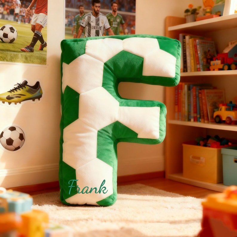 Personalized Soccer Ball Letter Pillow Custom Initial Pillow with name