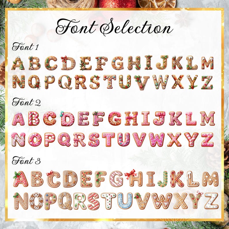 Custom Gingerbread Alphabet Ornaments, Personalised Christmas Decorations