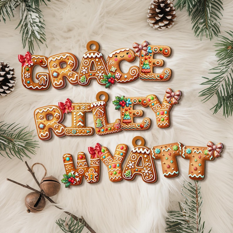 Custom Christmas Alphabet Ornament, Kids Name Ornament