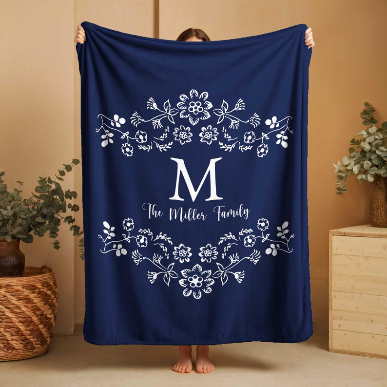 Personalized Family Name Blanket, Last Name Initials Blanket