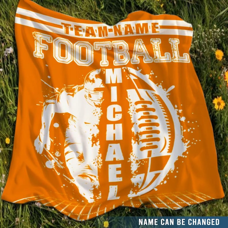 Custom Football Blanket with Name and Number