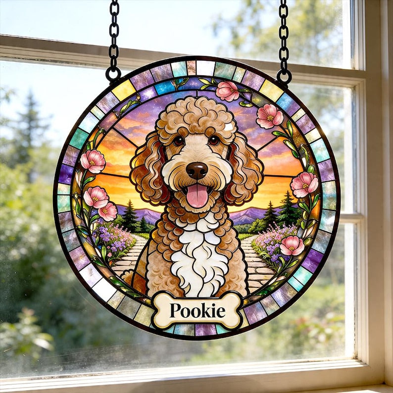 Personalized Dog Portrait Stained Suncatcher