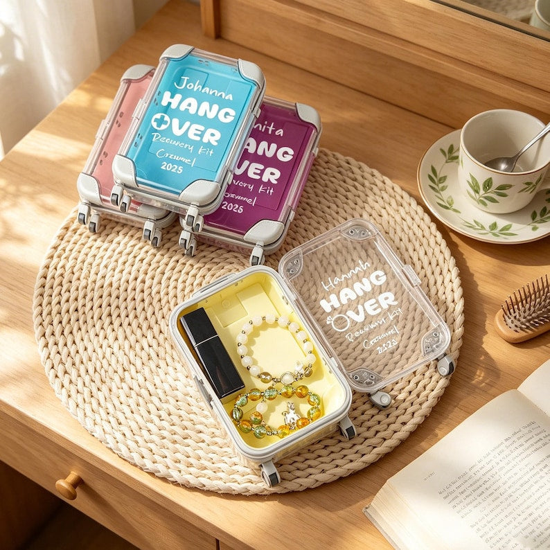 Personalized Girls trip travel mini suitcase party favors hangover recovery kit girls trip survival kit