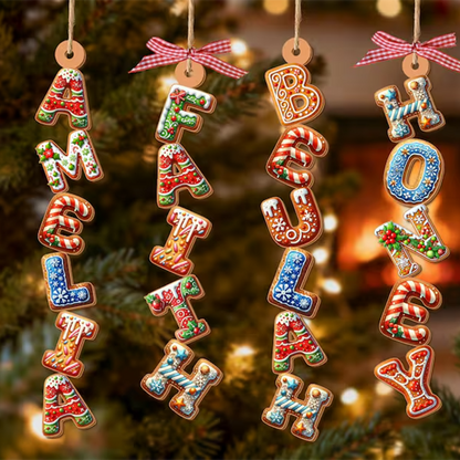 Custom Gingerbread Alphabet Ornament, Kids Name Ornament