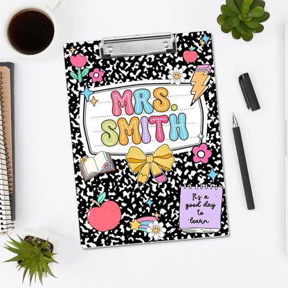Custom Teacher Clipboard Composition Book With Name, Personalized Teacher Gifts