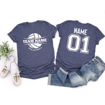 Custom Volleyball Sports Team T-Shirt with Your Text and Number