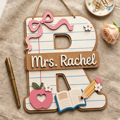 Personalized Teacher Name Sign Rule Apple 3D Layer