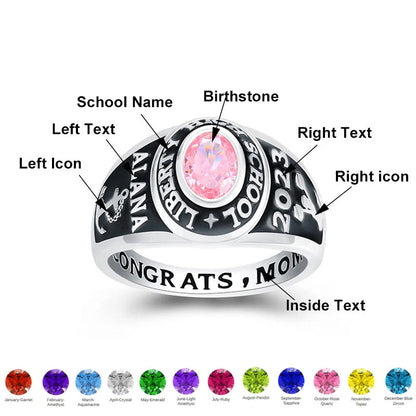 Best Value! Women's customizable silver class ring Graduation Gift