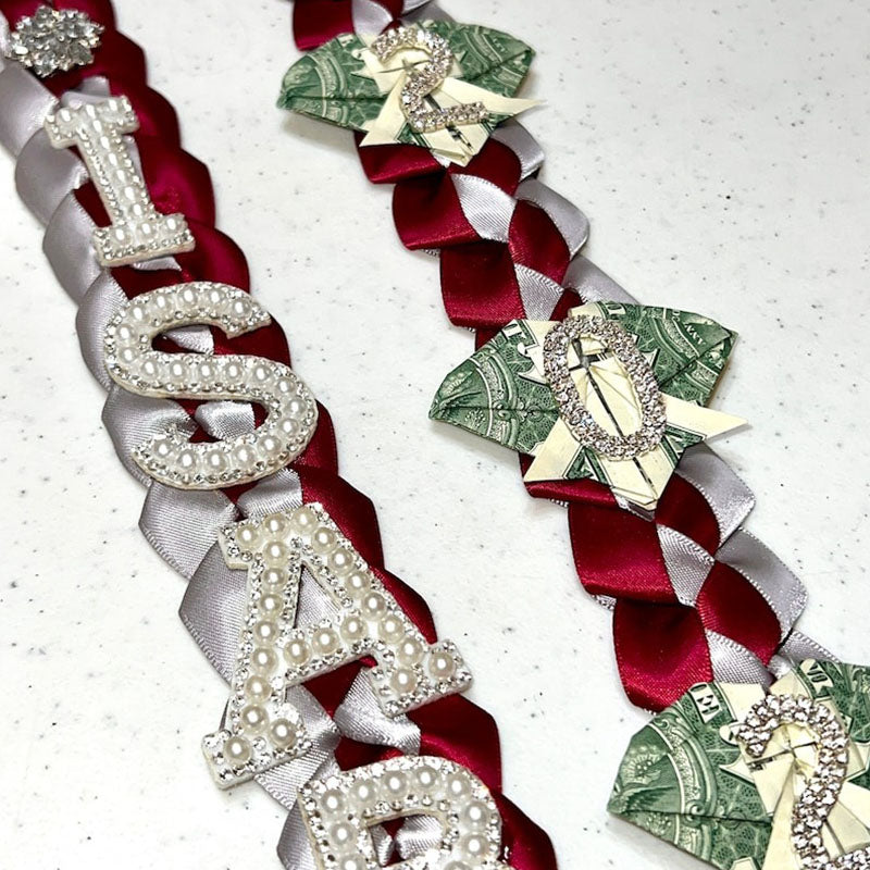 Graduation Lei, 2-Color Double Braid with Paper Decoration, Personalized Letters & Numbers
