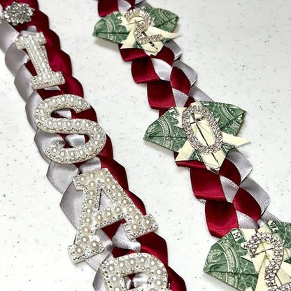 Graduation Lei, 2-Color Double Braid with Paper Decoration, Personalized Letters & Numbers