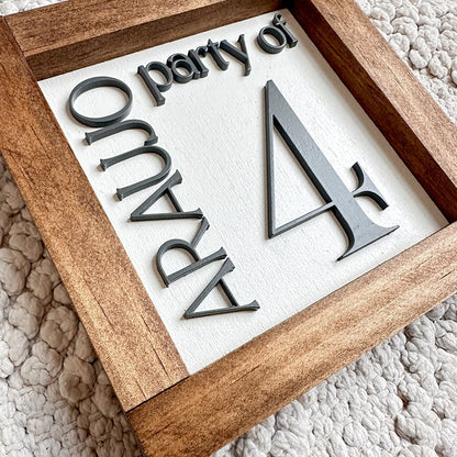 Party of 3 Sign, 3D Number Sign, Last Name Sign, Custom Family Name Sign