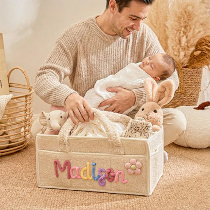 Personalized Knit Diaper Caddy Organizer