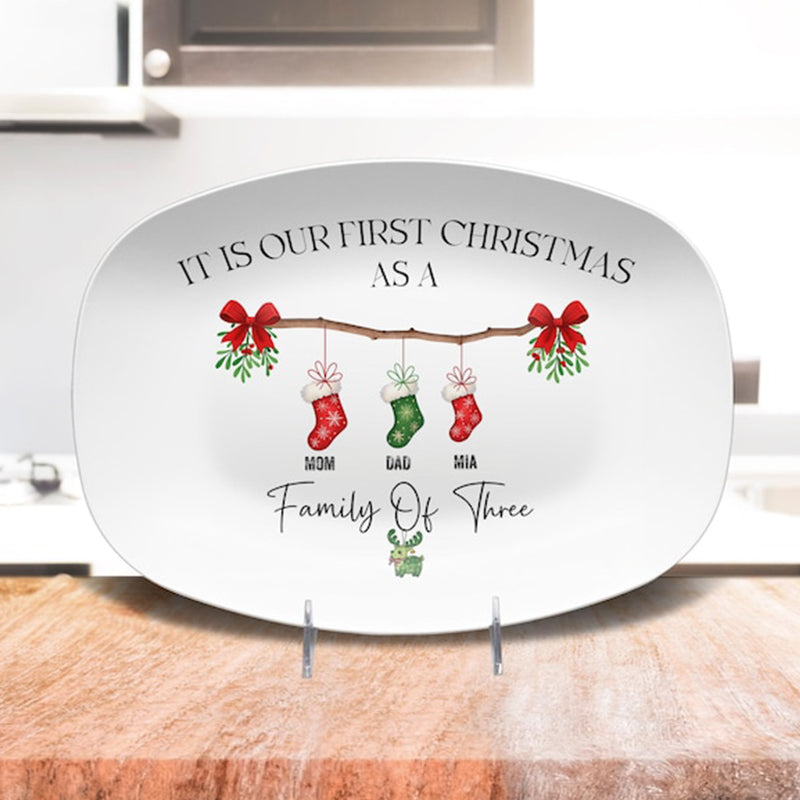 Personalized First Christmas Family Plate