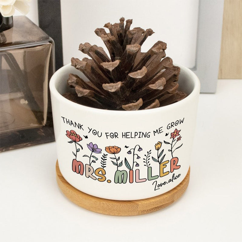 Personalized Teacher Plant Pot Ceramic Mini Planter Flower Pot Back To School