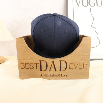 Custom Wooden Hat Holder For Fathers Day Gift,Best Dad Ever Wood Hat Box