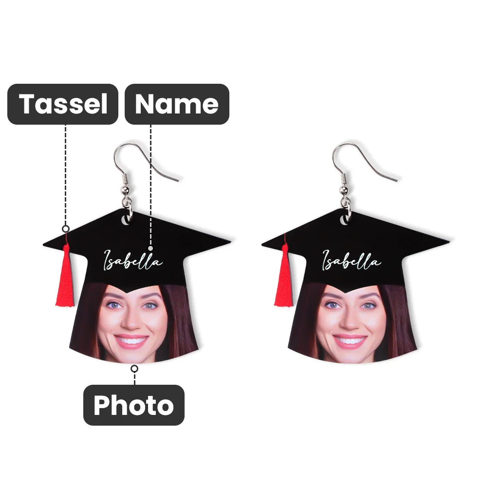 Personalized graduation earrings with names for graduation party gifts for graduates
