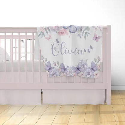 Personalized Butterfly Nursery Blanket Custom Baby Name Blanket