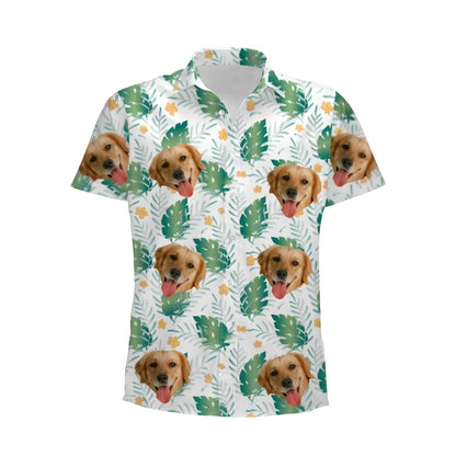 Personalized Photo Hawaiian Shirt Custom Dog Cat Face Holiday Tropical Pattern Shir