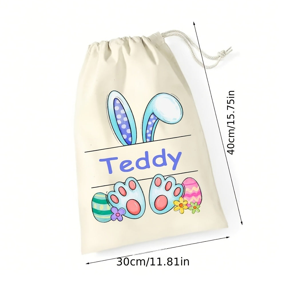 Personalized Name/Text Bunny Rabbit Easter Egg Hunt Treat Bag