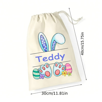 Personalized Name/Text Bunny Rabbit Easter Egg Hunt Treat Bag