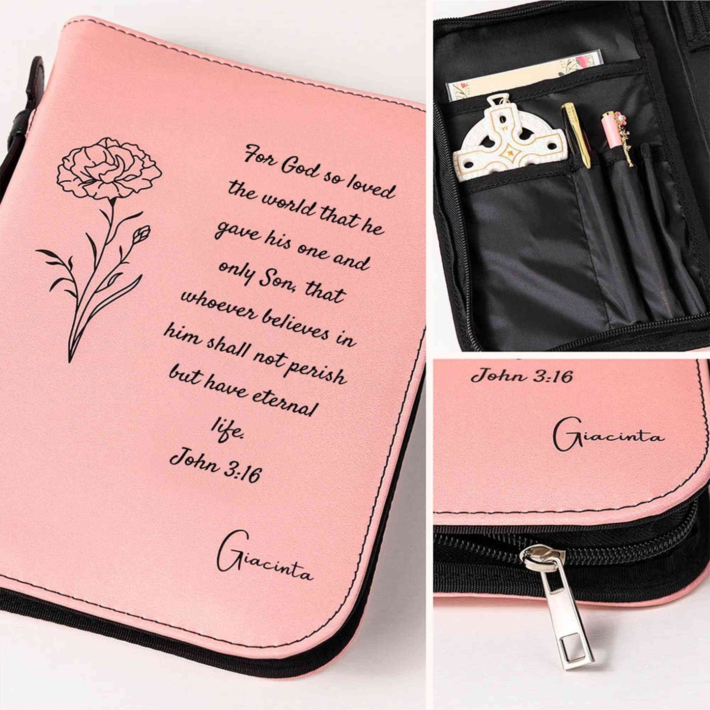 Custom Faux Leather Bible Cover: Engraved Religious Gift