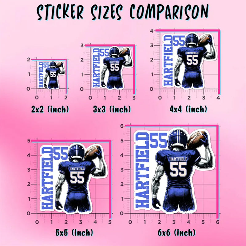 Custom Football Name Sticker, Personalized Name Number Football