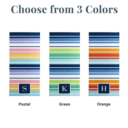 Personalized Beach Towel-Initial Stripes-Customized Towel-For the Beach Lover