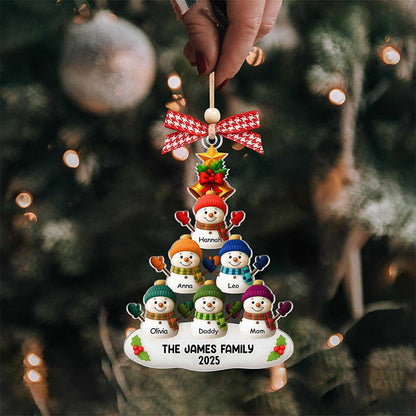 Custom Snowman Family Ornament, Personalized Christmas Ornament with Names