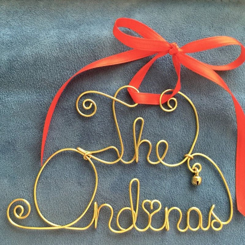 Personalized Family Name ChristmasGreen Ribbon~Jingle Bell~