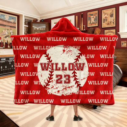 Personalized Baseball Basketball Ball Soft Multicolor Hooded Blanket