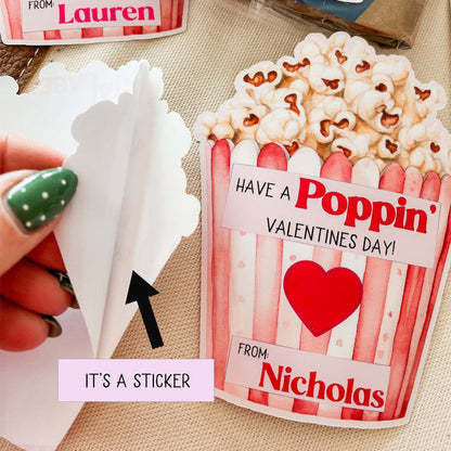 Valentine popcorn stickers,Valentine's Day stickers sets of 6