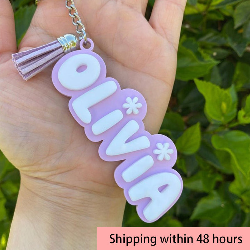 Personalized Keychain, Acrylic Name Tag, Pastel Keychains