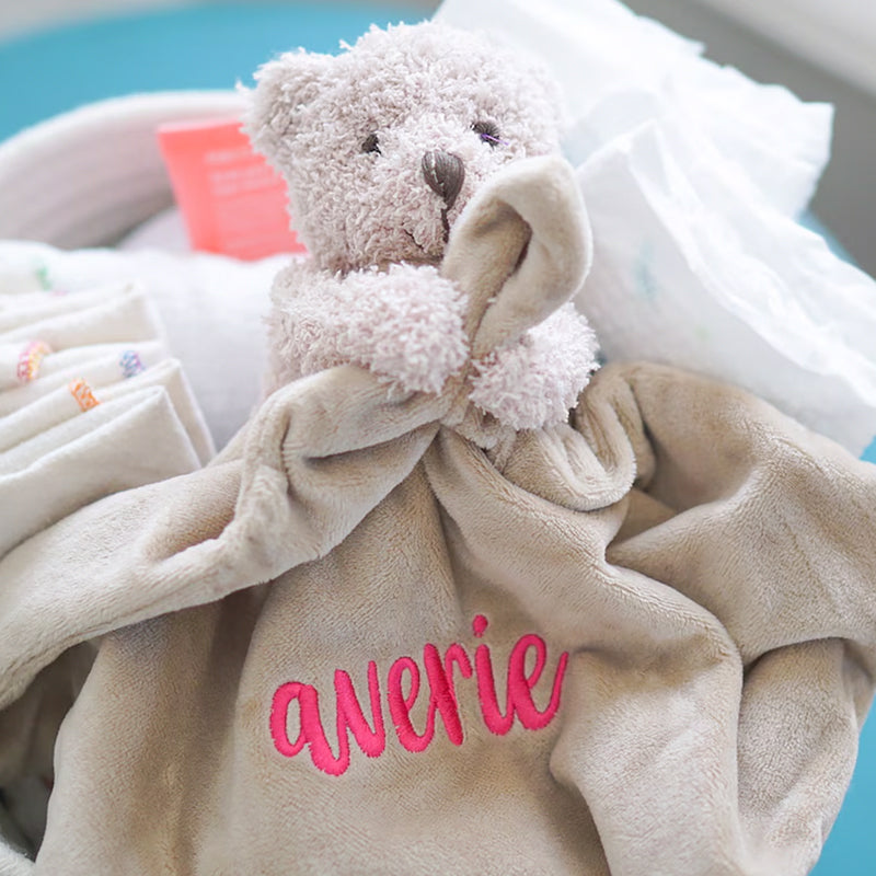 Teddy Bear Personalized Baby Lovey, Gifts for Babies