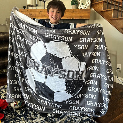 Personalized Soccer Blanket, Custom Soccer ball Blanket