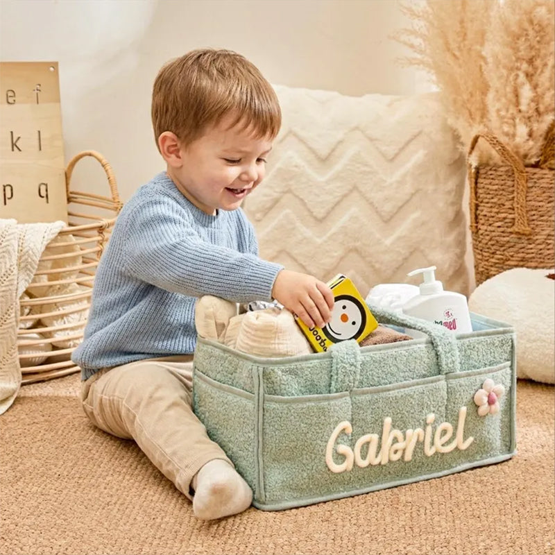 Personalized Knit Diaper Caddy Organizer