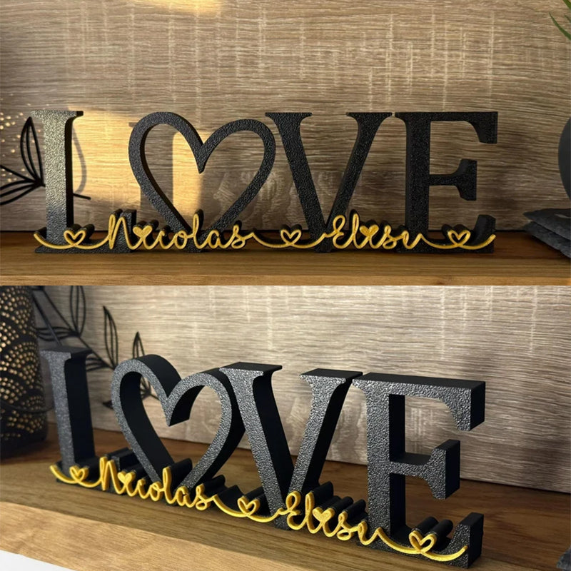 Personalized Word LOVE + First Names - Choice of Colors