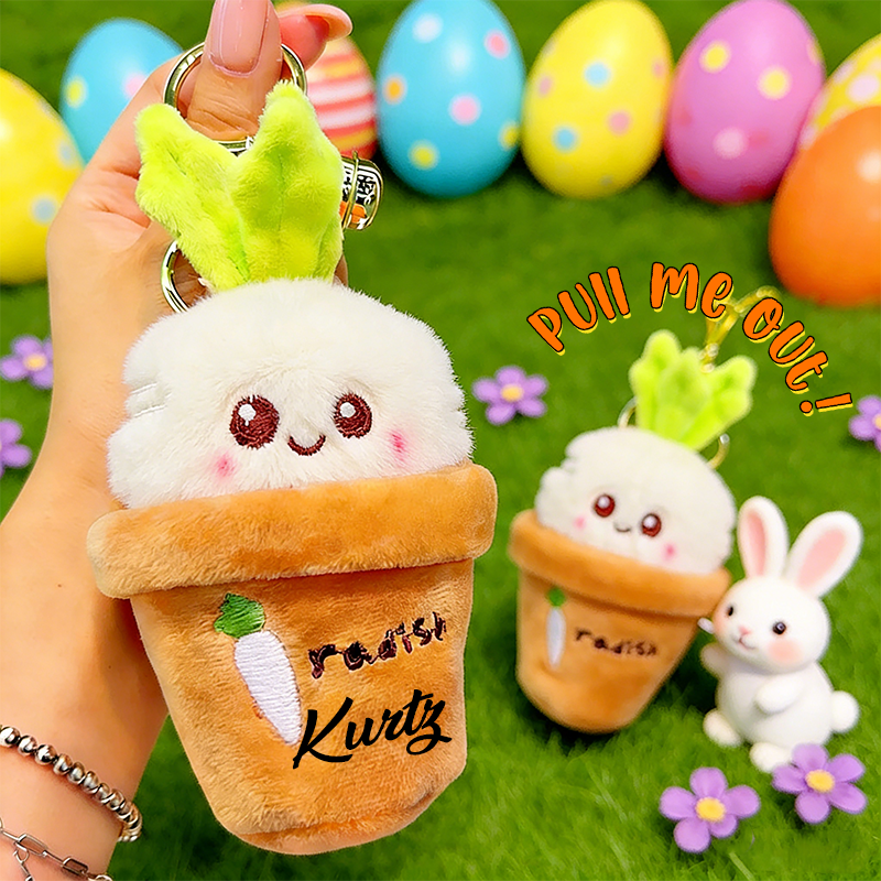 Personalized Easter radish .Pluckable radish plush toy keychain