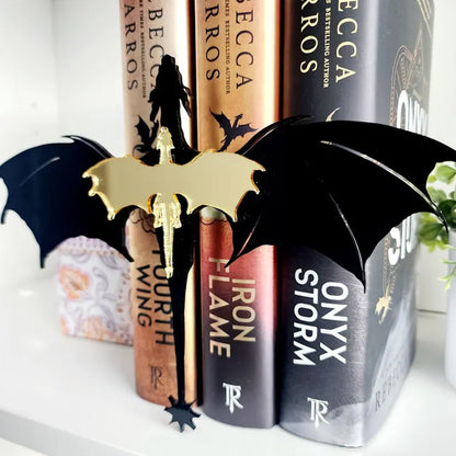 Fourth Wing Book Insert Double Dragon Bookshelf Accessory