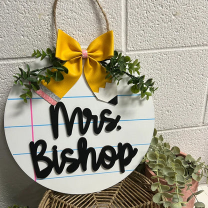 Personalized Teacher Door Hanger, 3D laser cut, teacher sign
