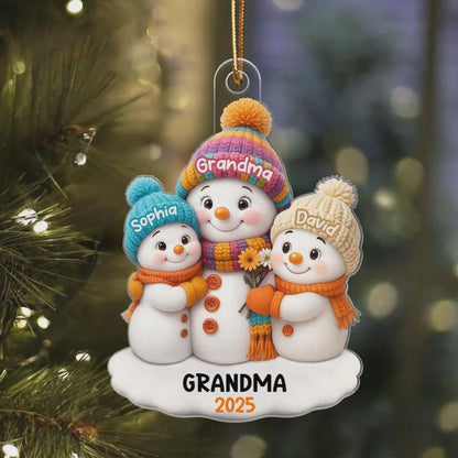 Personalized Snowman Grandma & Grandkids Ornament