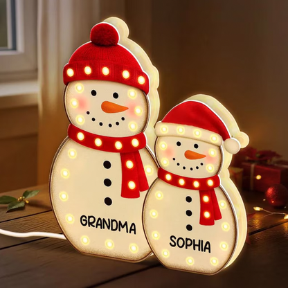 Snowman Grandma Grandkids Marquee Effect Personalized LED Light