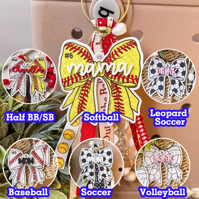 Softball Baseball Bogg Bag Tag, Softball Mom Bag Tassel and Charm