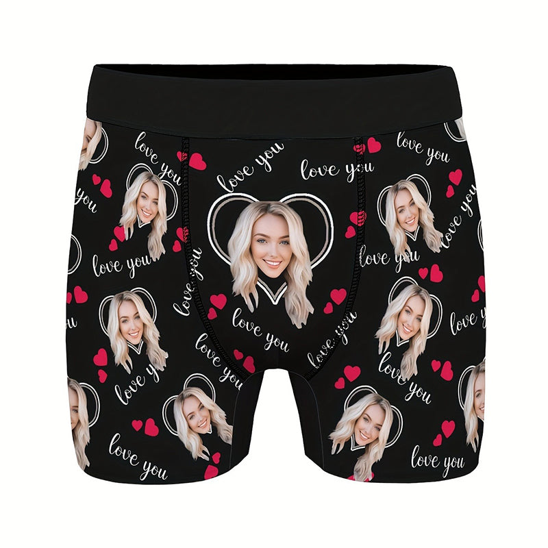 Custom Photo Print Boxer Briefs, High-Elastic Polyester