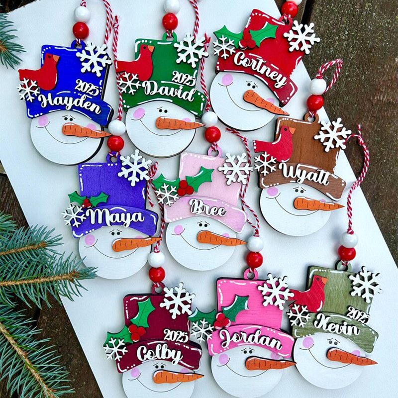 Personalized snowman, kid personalized ornament, Christmas stocking tag