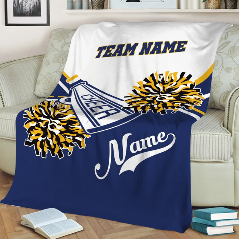 Personalized Cheerleading Blanket, Custom Name Soft Cozy Sherpa Fleece Throw Blankets