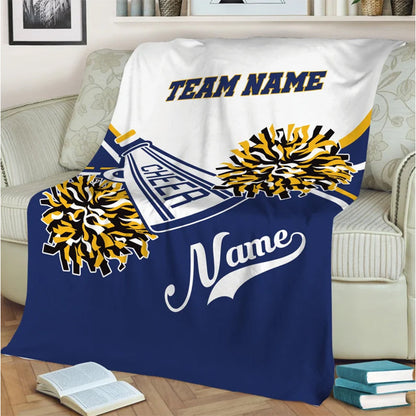 Personalized Cheerleading Blanket, Custom Name Soft Cozy Sherpa Fleece Throw Blankets