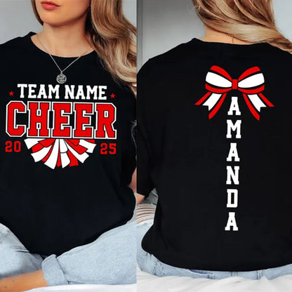 Custom Cheer Team Name Shirt, Custom Cheerleader Gift Two Sided Shirt