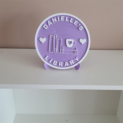 Library Sign,Personalized Acrylic Bookshelf Sign