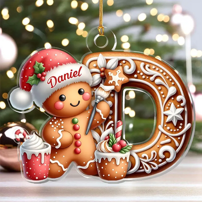 Custom First Letter Gingerbread Ornaments, Personalized Alphabet Letters