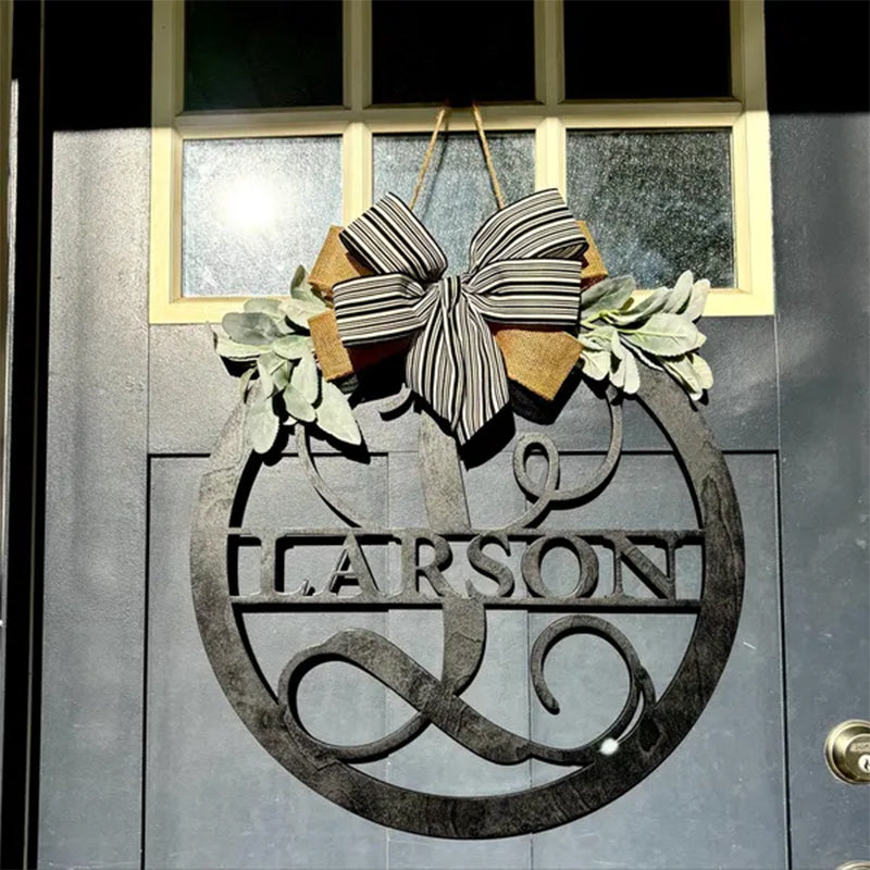 Last name door sign Initial Door Wreath Personalized front door